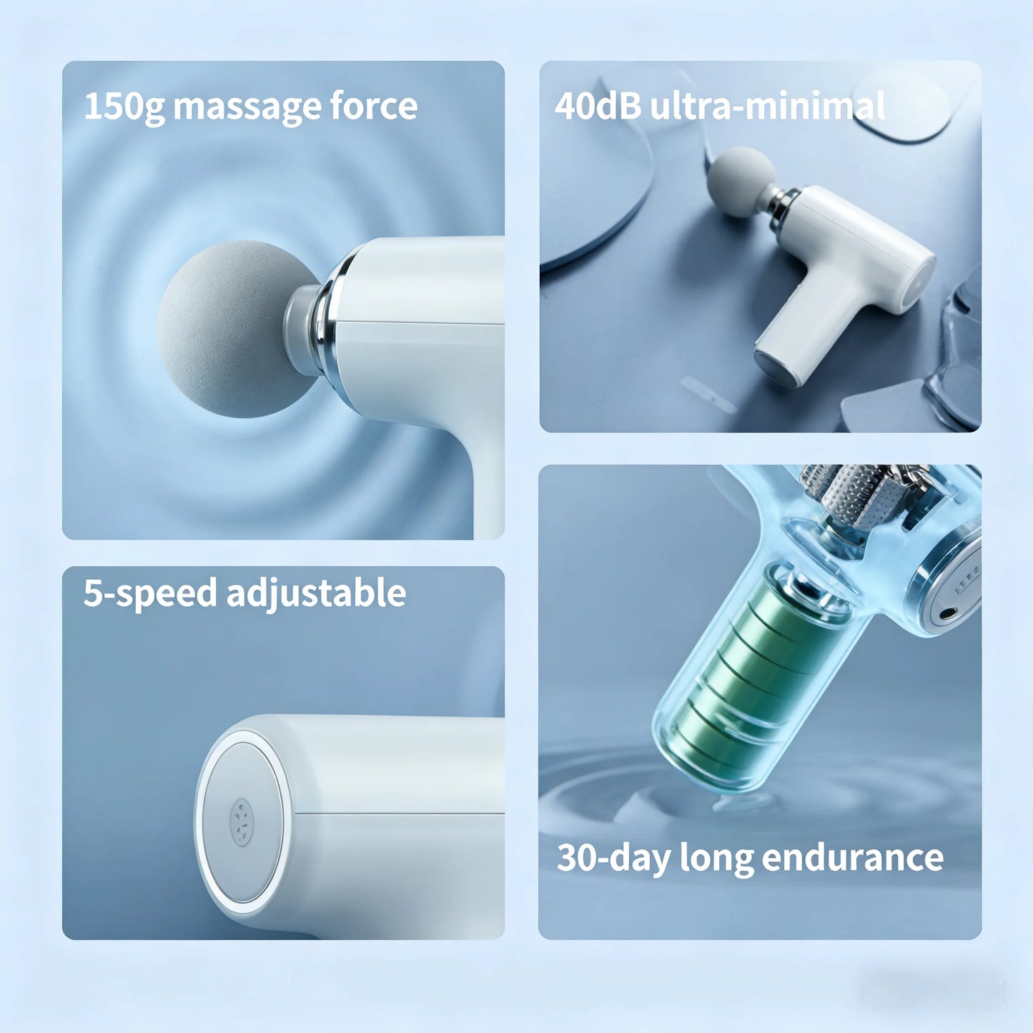 Portable Massage Gun – Deep Tissue Percussion Massager with 4 Massage Heads & LED Display