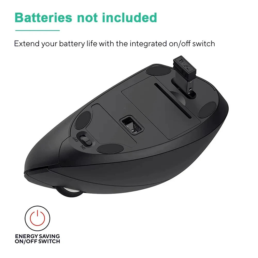 Ergonomic Vertical Wireless Mouse – 2.4GHz 6-Button Adjustable DPI