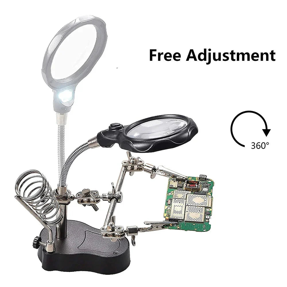 3.5X/12X Welding Magnifier with Auxiliary Clip & Stand