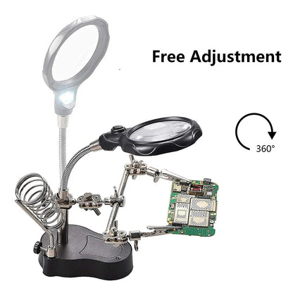 3.5X/12X Welding Magnifier with Auxiliary Clip & Stand