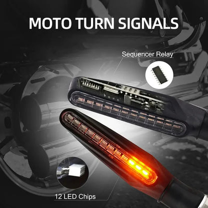 Universal LED Motorcycle Turn Signal Lights – 4-Pack Flowing Amber Indicators (12V)
