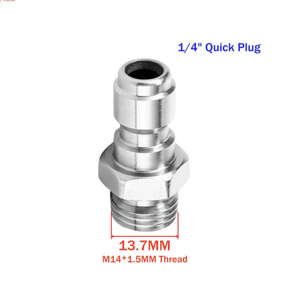 High Pressure Washer Quick Connect Plug & Coupler – Stainless Steel M14, M22 &amp; G1/4 Adapters
