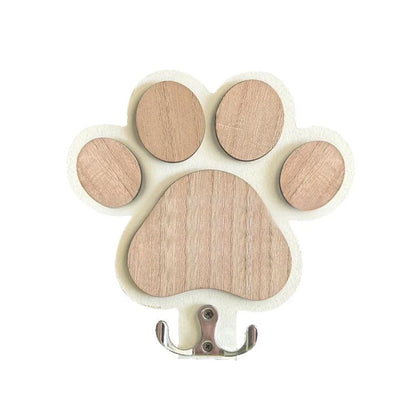 Paw Print Wooden Dog Leash Holder – Wall Mounted Pet Hook Organiser