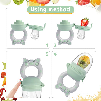 4-Pack Silicone Baby Fruit Feeder & Teether Set – Food Grade Feeding Pacifiers