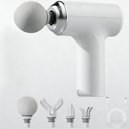 Portable Massage Gun – Deep Tissue Percussion Massager with 4 Massage Heads & LED Display