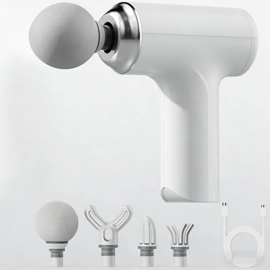Portable Massage Gun – Deep Tissue Percussion Massager with 4 Massage Heads & LED Display