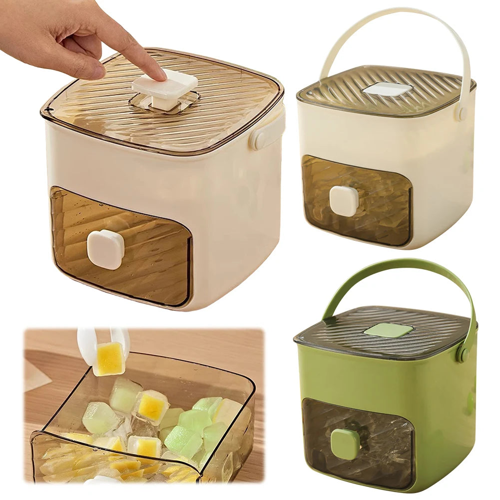 Portable Ice Maker with Handle – Compact Ice Cube Maker with Storage Drawer