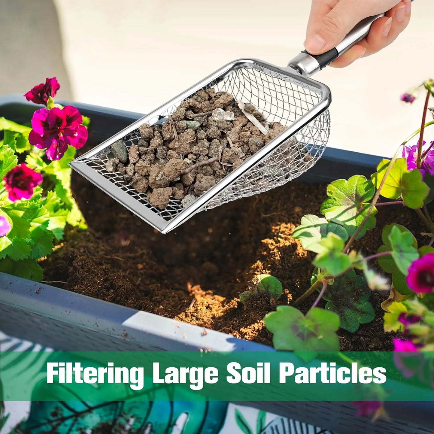 2-Piece Stainless Steel Garden Soil Sifter Set – Fine & Coarse Mesh Screens