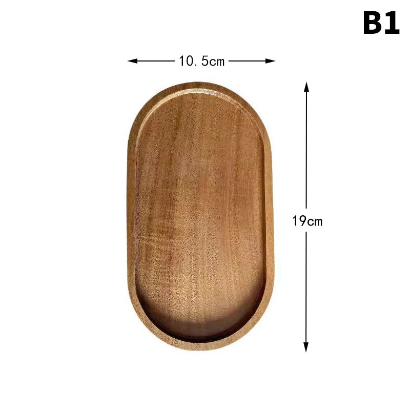 Japanese Style Wooden Serving Tray – Solid Wood Snack, Dessert & Tea Plate