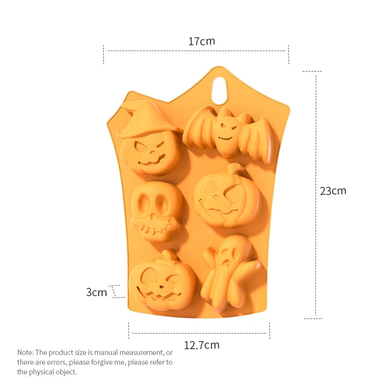 Halloween Silicone Baking Mould – Pumpkin, Ghost, Bat, Skeleton & Witch Hat Shapes