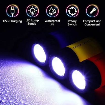 USB Rechargeable Mini Keychain Flashlight – Pocket LED Torch