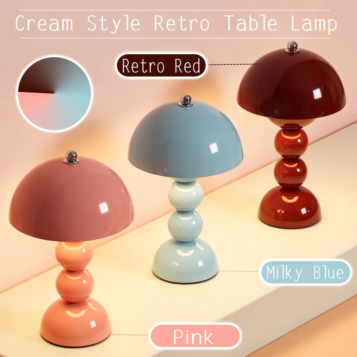 Retro Mushroom Touch Table Lamp – Dimmable Decorative Bedside & Desk Light