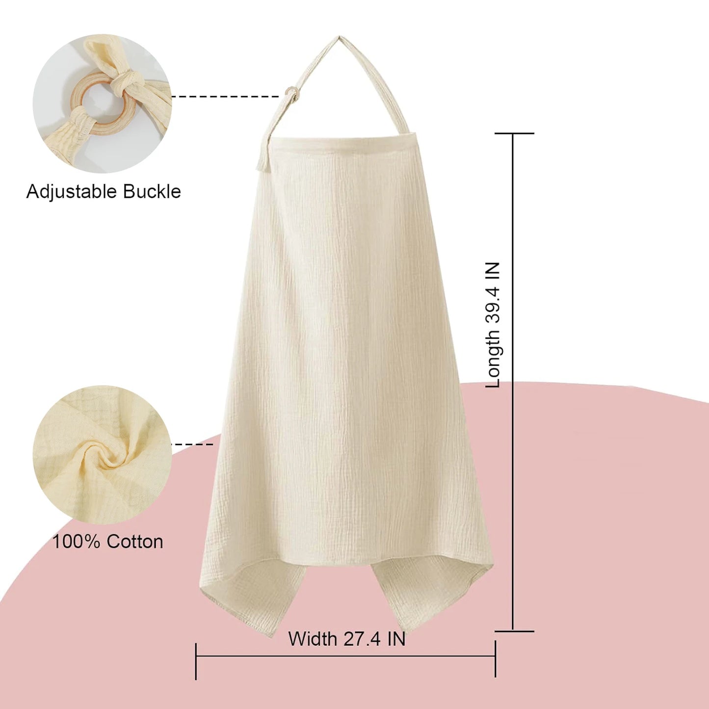 Breathable Muslin Nursing Cover – Arch Neckline Breastfeeding & Baby Cover