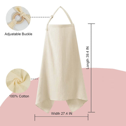 Breathable Muslin Nursing Cover – Arch Neckline Breastfeeding & Baby Cover