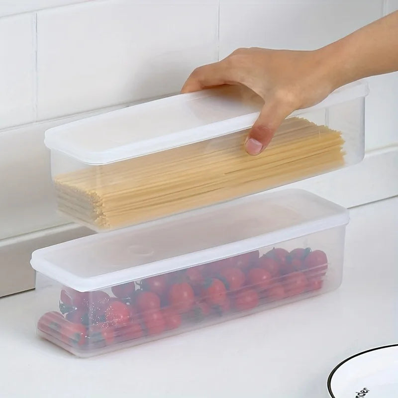 4-Piece Long Food Storage Container Set – Reusable Fridge Organiser Boxes with Lids