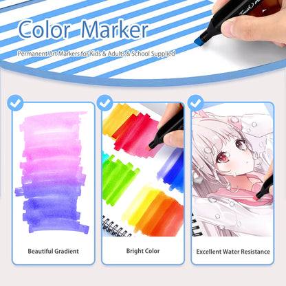 Dual Tip Alcohol Markers – Permanent Art & Illustration Marker Set (24–262 Colours)