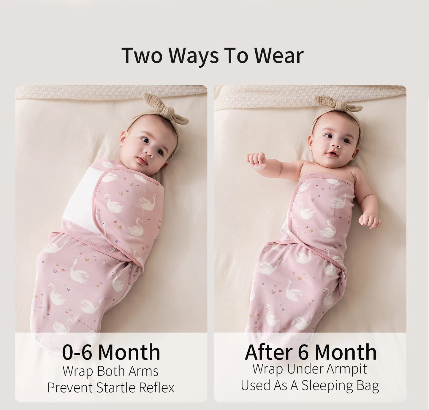 Baby Swaddle Wrap with Cap – Cotton Anti-Startle Newborn Blanket