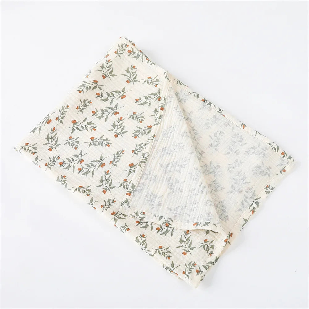Floral Cotton Muslin Swaddle Blanket – Baby Wrap, Pram Cover & Receiving Blanket