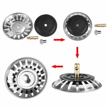 2-in-1 Kitchen Sink Strainer & Stopper – Stainless Steel Drain Waste Filters
