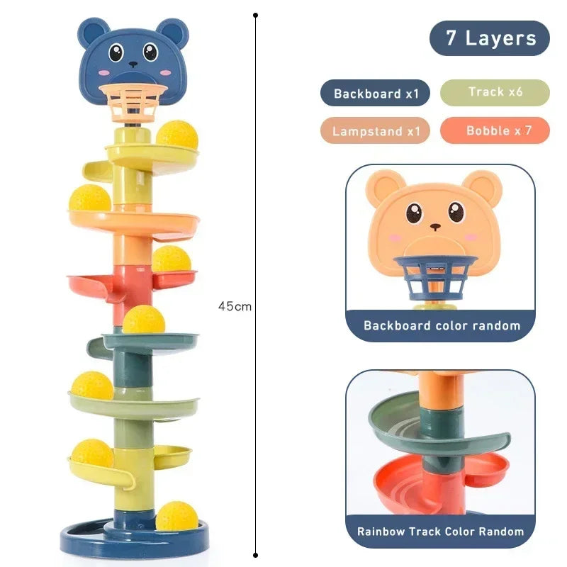 Ball Drop & Rolling Tower Toy – 3, 5 or 7 Layer Stacking Ball Ramp