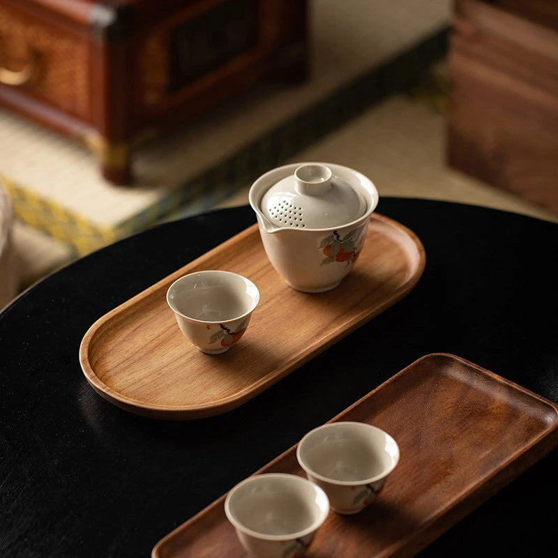 Japanese Style Wooden Serving Tray – Solid Wood Snack, Dessert & Tea Plate