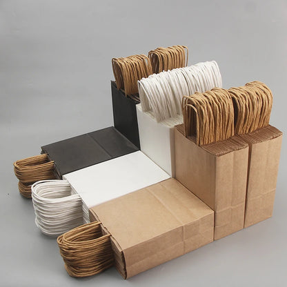 Kraft Paper Shopping Bags with Handles – Brown, White & Black Gift Bags (Small, Medium & Large)