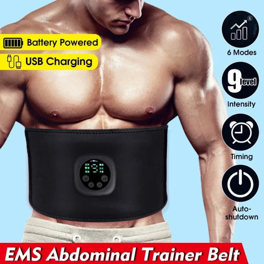EMS Abdominal Muscle Stimulator Belt – Rechargeable Fitness Massage Trainer