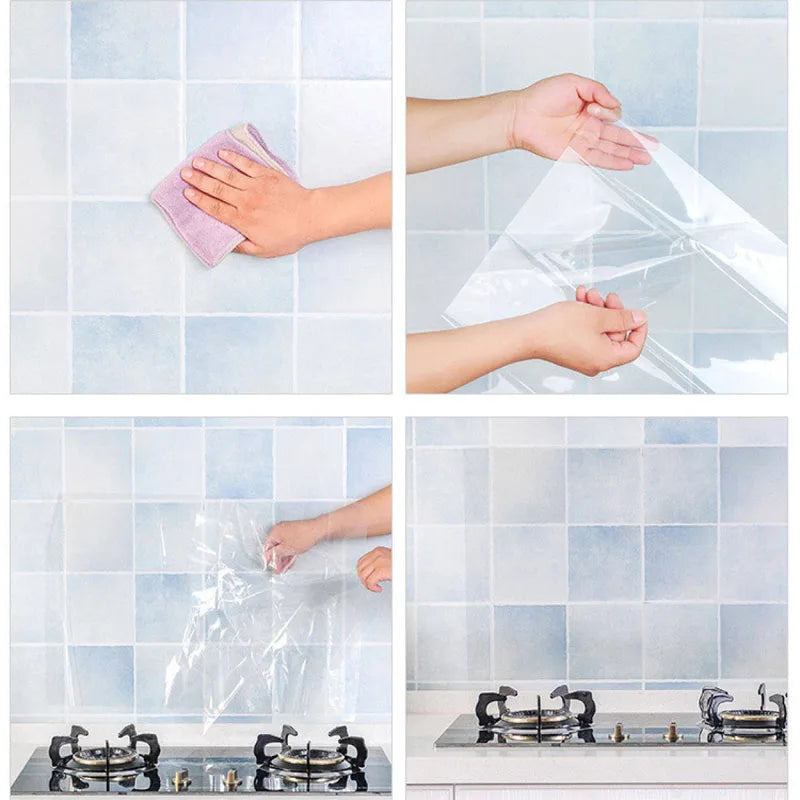 Oil-Proof Kitchen Wall Self-Adhesive Tiles – Transparent (5 different sizes available)
