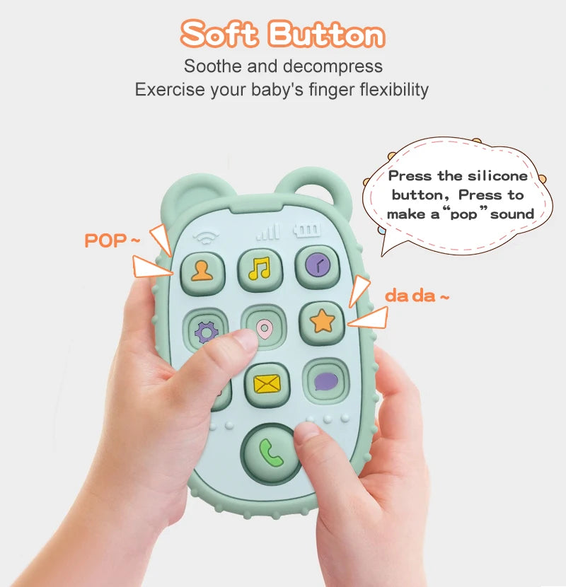 Silicone Baby Phone Teether – Mobile Phone Sensory Teething Toy