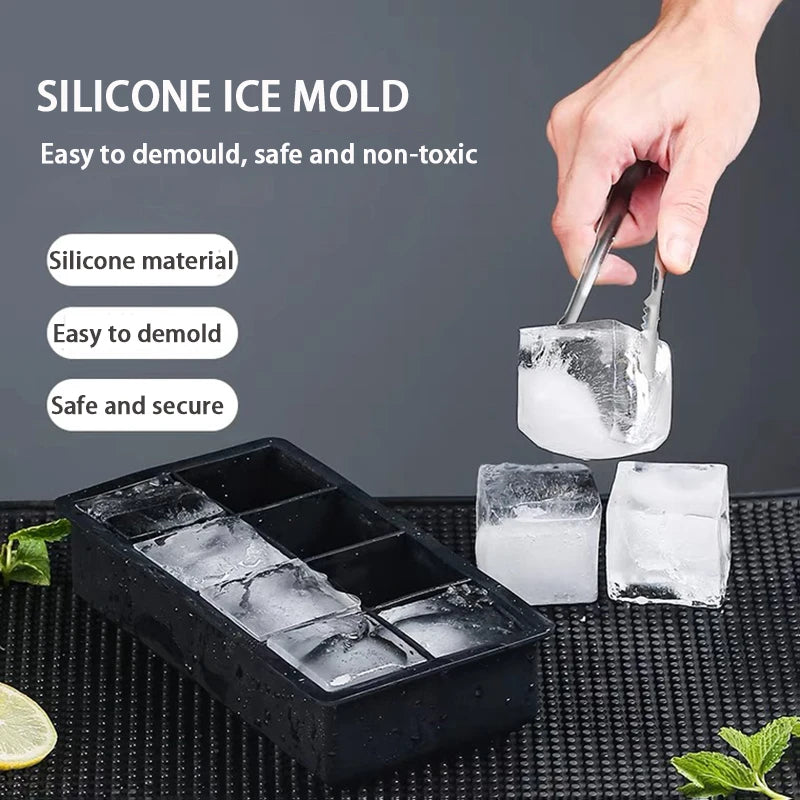 Large Silicone Ice Cube Tray – 4, 6, 8 or 15 Grid Jumbo Ice Mould