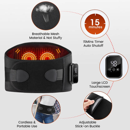 Heating Waist Massage Belt – Infrared Lumbar Support & Hot Compress Brace