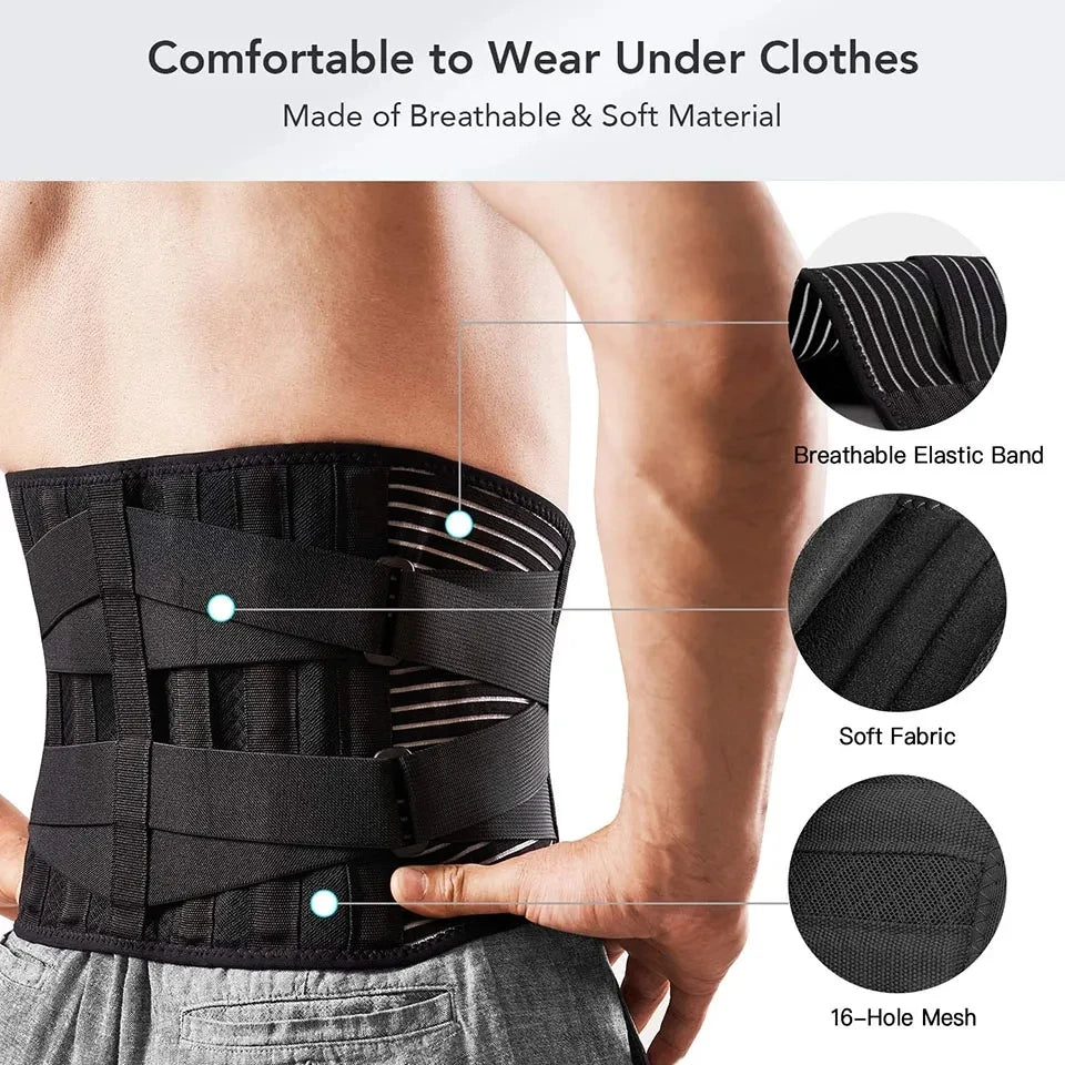Adjustable Lumbar Support Belt – Double Pull Waist & Back Support Brace