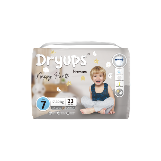 Dryups Premium Nappy Pants Unisex Size 7 3X-Large (17-30kg) 4-7 Years