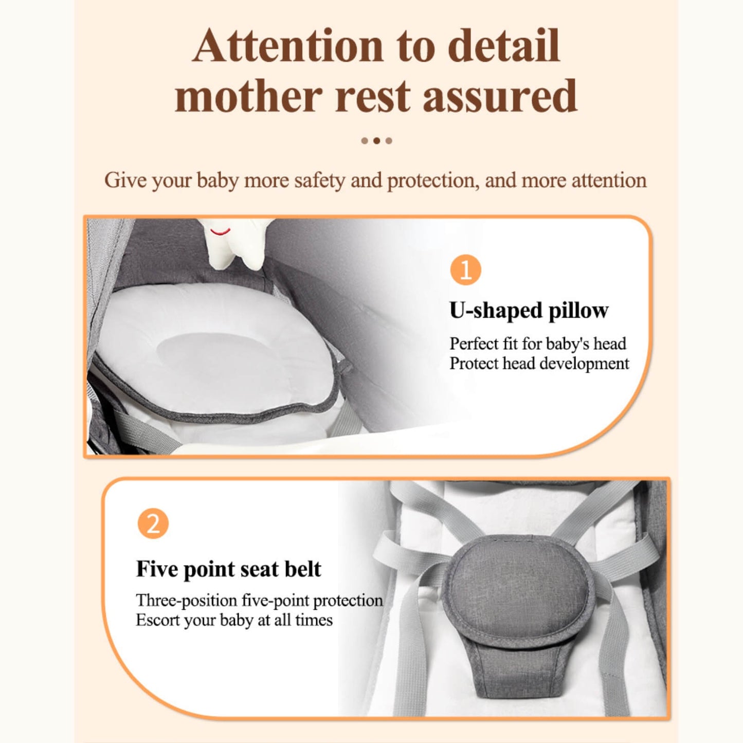 Smart Baby Swing Cradle Rocker/ Bouncer Seat with Dinning Table -Grey