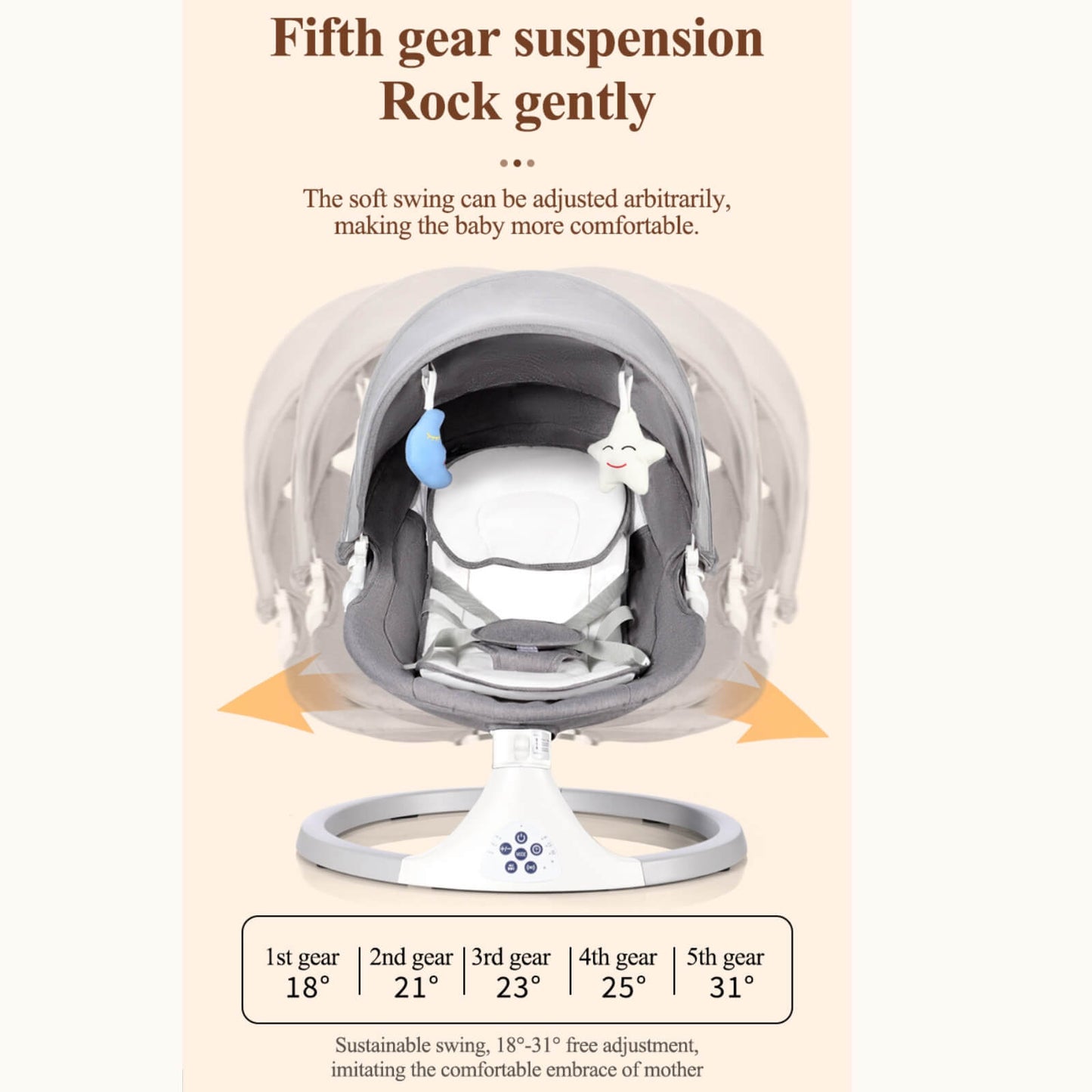 Smart Baby Swing Cradle Rocker/ Bouncer Seat with Dinning Table -Grey