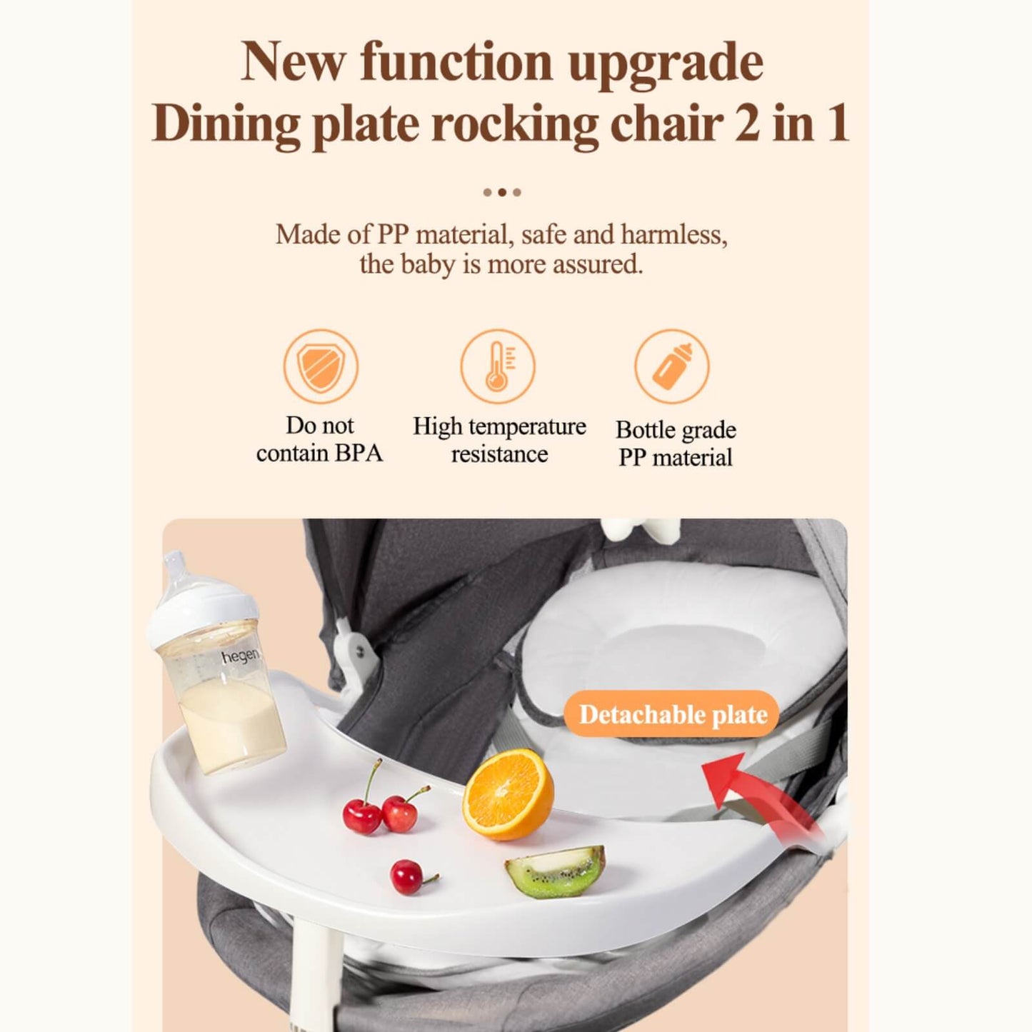 Smart Baby Swing Cradle Rocker/ Bouncer Seat with Dinning Table -Pink