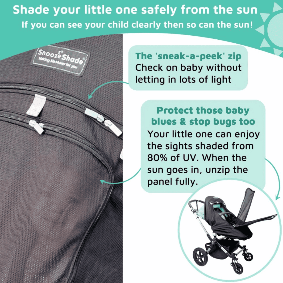 Snoozeshade Plus Extra Shade for Strollers 