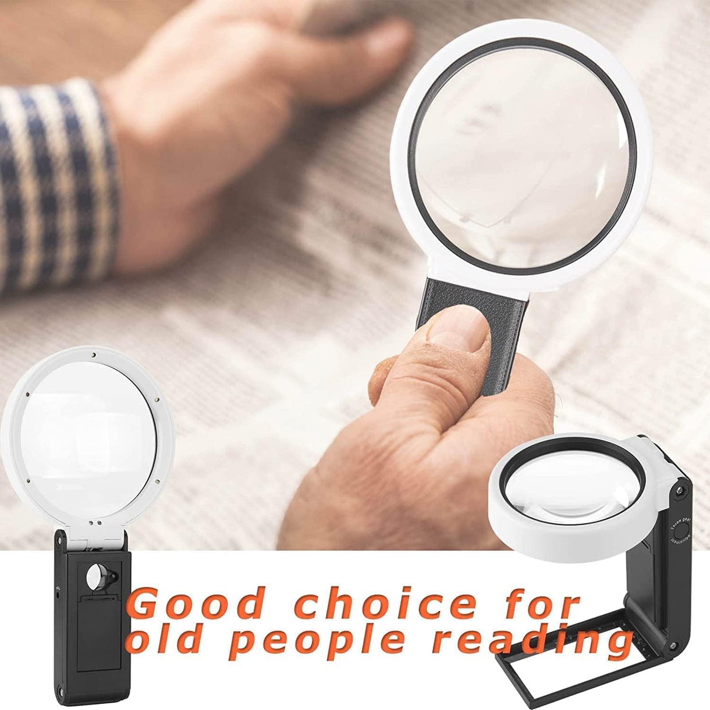 LED Illuminated Magnifier Magnifying Glass 6X 25X with Light and Stand