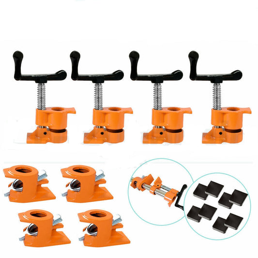 3/4'' Gluing Pipe Clamp 4 Pcs Heavy Duty WOODWORKING VICE TOOLS Wide Protect Pad