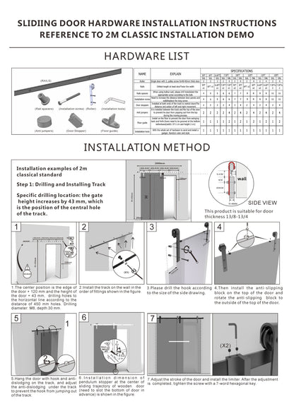 4M Sliding Barn Door Hardware Kit