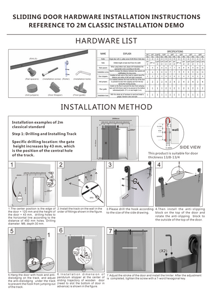 4M Sliding Door Barn Door Hardware
