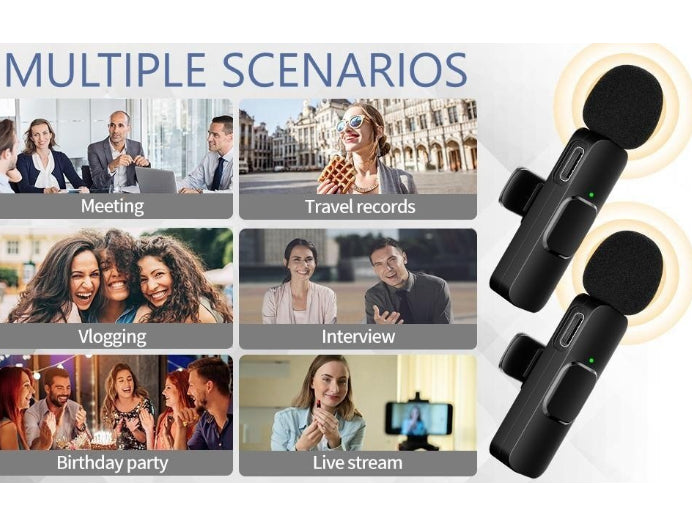 Microphone Dual Lapel Microphone for iPhone Ipad Android Pc