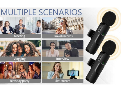 Microphone Dual Lapel Microphone for iPhone Ipad Android Pc