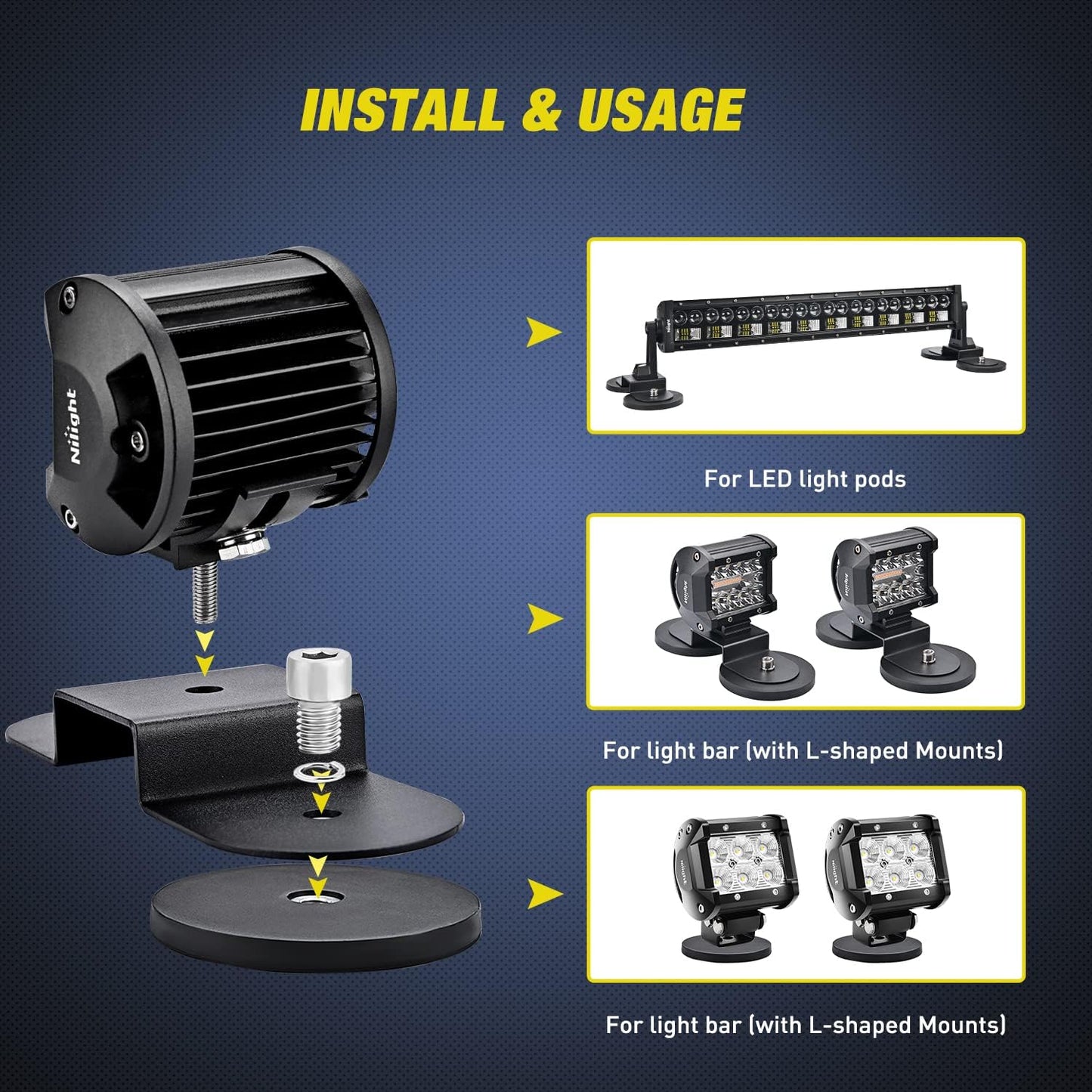 2PCS Magnetic Base Light Bar Mounts