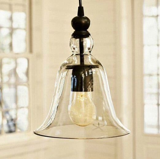 Glass Bell Pendant Hanging Light Lamp Vintage - salelink.co.nz
