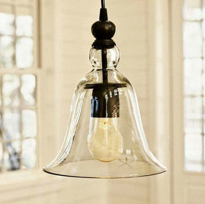 Glass Bell Pendant Hanging Light Lamp Vintage - salelink.co.nz