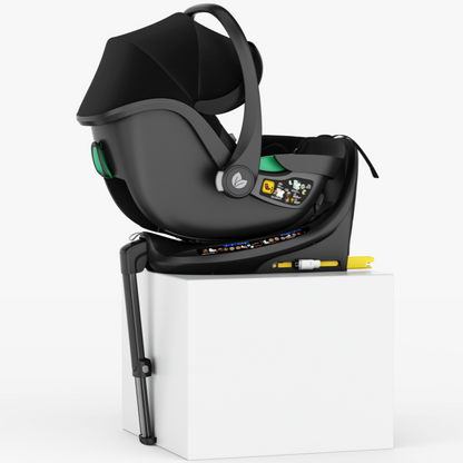 Baby Brightness FlexGo Auto Folding lightweight compact stroller with i-Size infant capsule and Rotation ISOFIX base Black