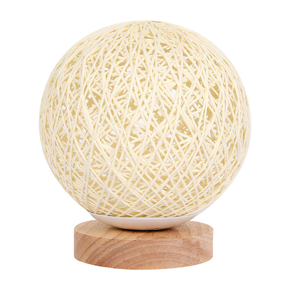 Rattan LED Table Desk Bedside Night Light Lamp 15cm