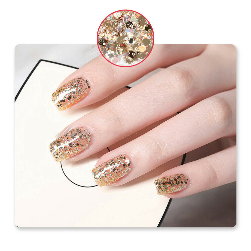 12 Colors Holographic Nail Sequins Glitter Flakes Sparkle Confetti Art Decal