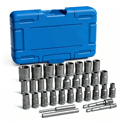 33PCS 3/8" 1/4'' Deep Well Bolt  Extractor Set